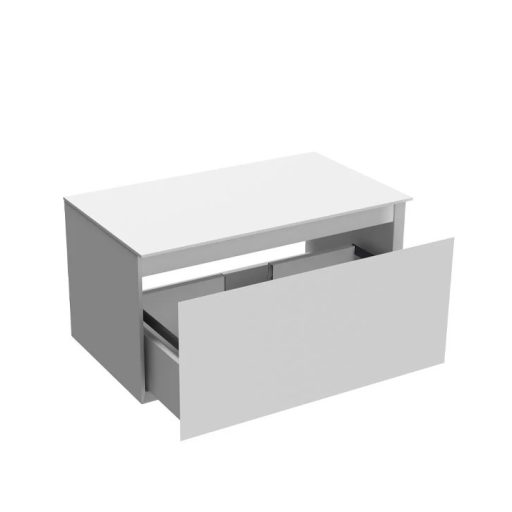 LineART TISA 81 cm Függesztett Mosdószekrény Fehér Pulttal – Matt Fehér – Nedvességálló