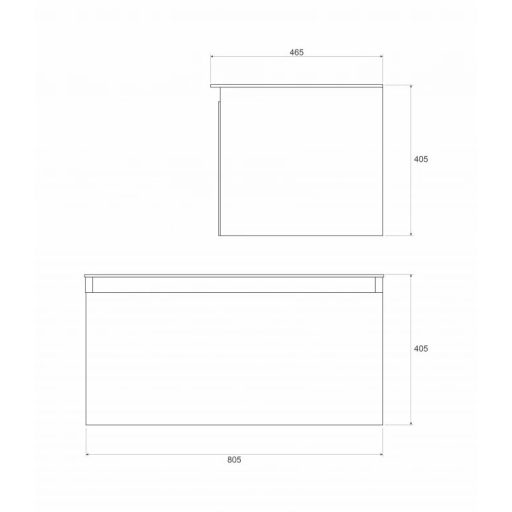 LineART TISA 81 cm Függesztett Mosdószekrény Fehér Pulttal – Matt Fehér – Nedvességálló