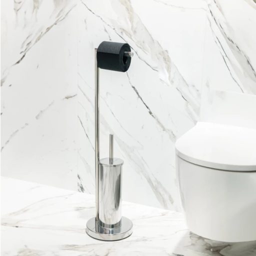 MINOTTI álló WC-kefe és papírtartó – 190x740 mm – Króm (TU-02)