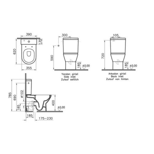 VITRA INTEGRA monoblokk RIM-EX duroplast WC tetővel