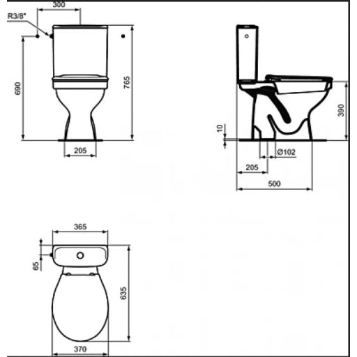 IDEAL STANDARD ULYSSE monoblokk WC műanyag zsanéros ülőkével, simplon