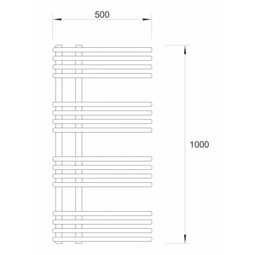 WARME ROER modern aszimmetrikus törölközőszárító radiátor – Matt fekete, 50x100cm