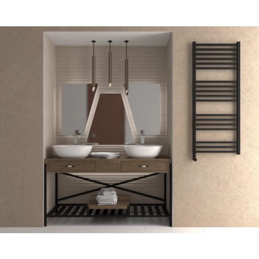 WARME SAAR modern törölközőszárító radiátor – Matt fekete, 50x120cm