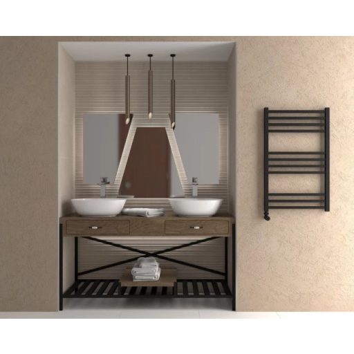 WARME SAAR modern törölközőszárító radiátor – Matt fekete, 50x80cm