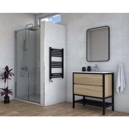 WARME WERRA prémium törölközőszárító radiátor – Matt fekete, 40x80cm