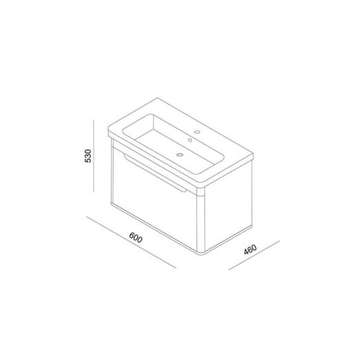 LineART WING 60 cm Függesztett Mosdószekrény – Cadiz / Fényes Fehér – Nedvességálló