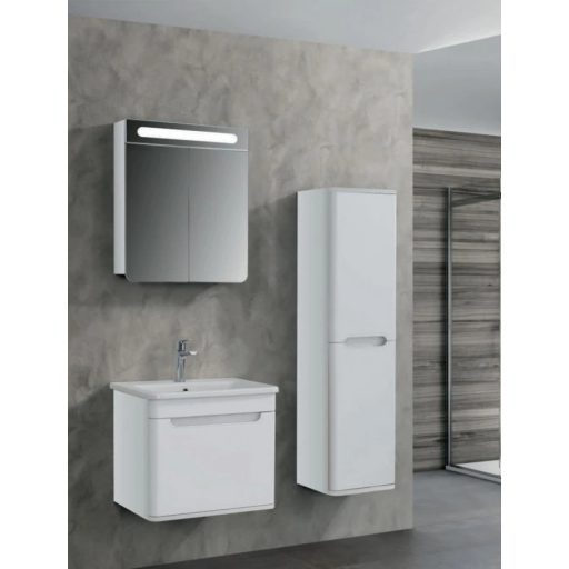 LINEART WING 600 Tükörszekrény – Matt Fehér – Integrált LED Világítás – Nedvességálló, 58 cm