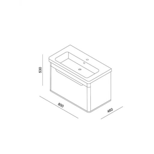 LineART WING 80 cm Függesztett Mosdószekrény – Matt Fehér – Nedvességálló