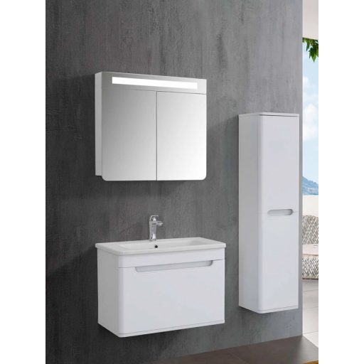 LineArt Wing 800 Tükörszekrény – Matt Fehér – Integrált LED Világítás – Nedvességálló, 78 cm