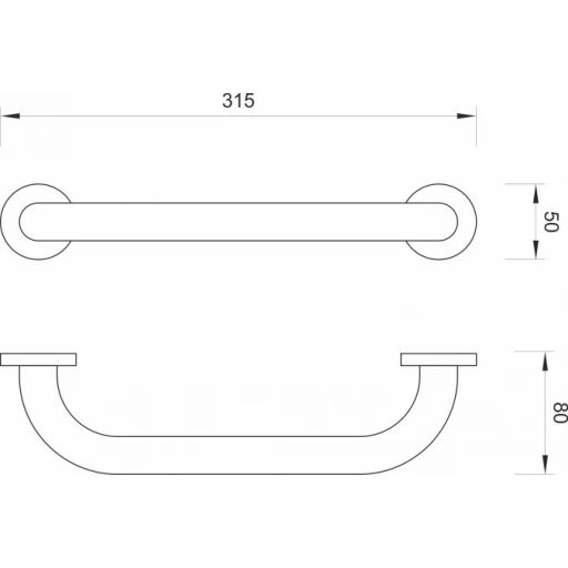 MINOTTI Standard fix kapaszkodó mozgássérülteknek, 315 mm, rozsdamentes acél (Inox)