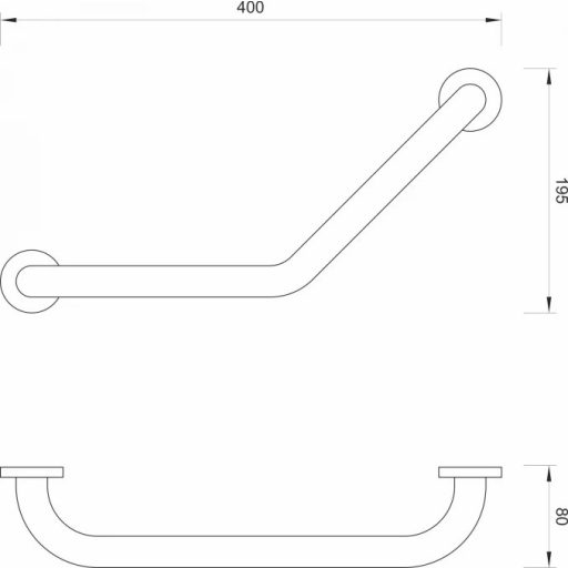 MINOTTI WT-1017 Hajlított kapaszkodó mozgáskorlátozottaknak – Inox, 415mm