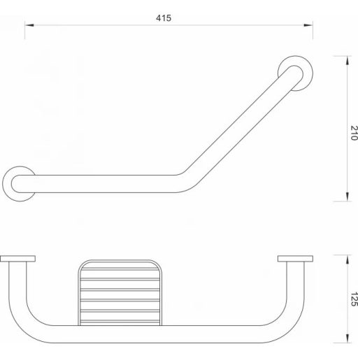 MINOTTI hajlított fali kapaszkodó szappantartóval, króm 415mm