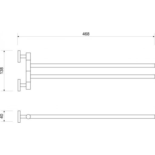 MINOTTI 3821 dupla mozgatható törölközőtartó, króm