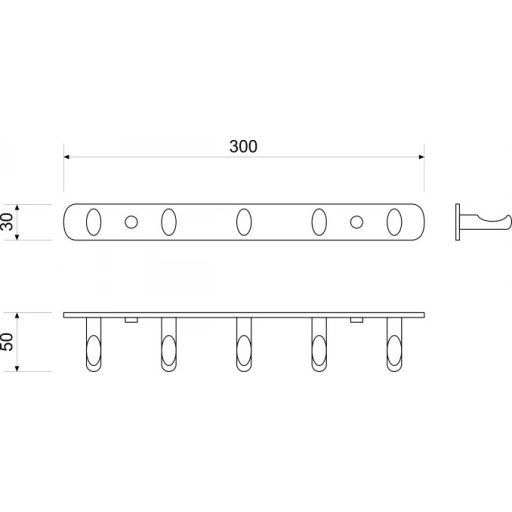 MINOTTI 5 akasztós fali fogas, króm