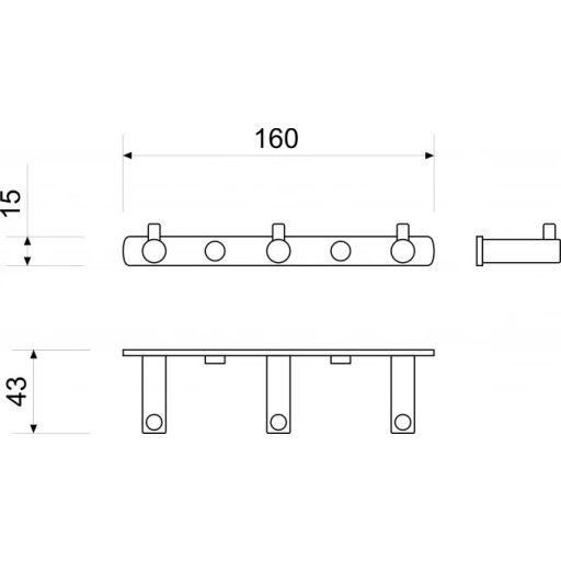 MINOTTI 3 akasztós fali fogas, króm