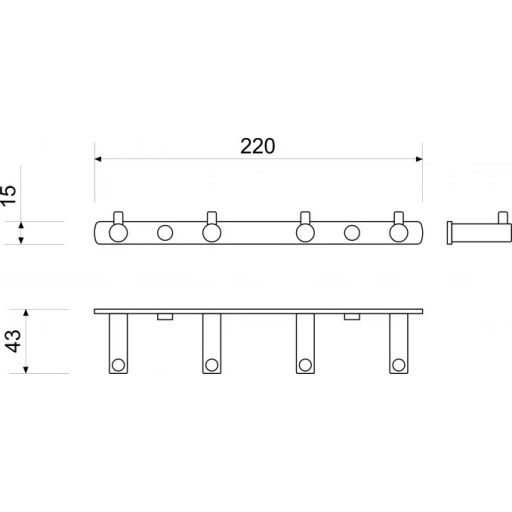 MINOTTI 4 akasztós fali fogas, króm