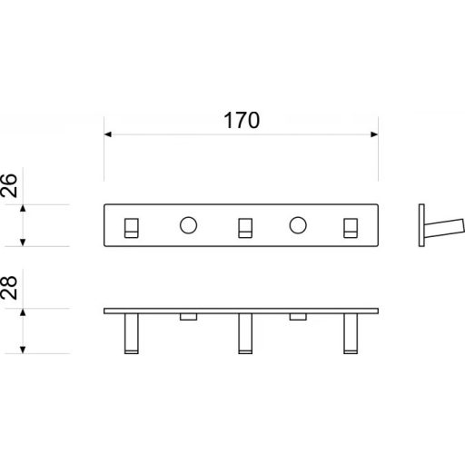 MINOTTI fali akasztó, szögletes, króm