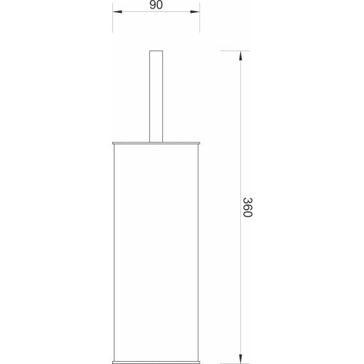 MINOTTI szögletes álló WC-kefe – 90x360 mm – Inox (YS100S)