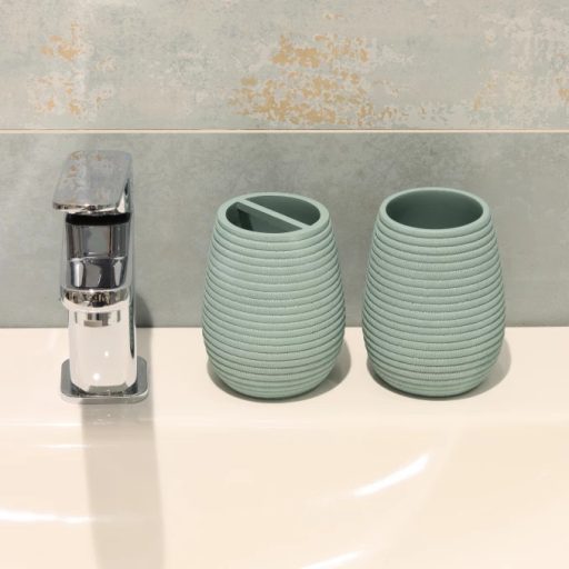 Minotti modern ovális fogkefetartó pohár, kékesszürke