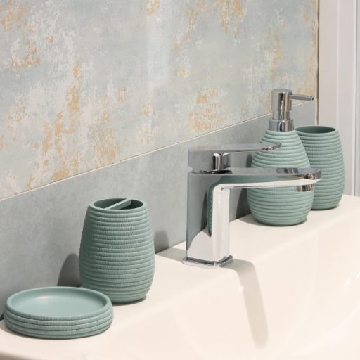 Minotti modern ovális fogkefetartó pohár, kékesszürke